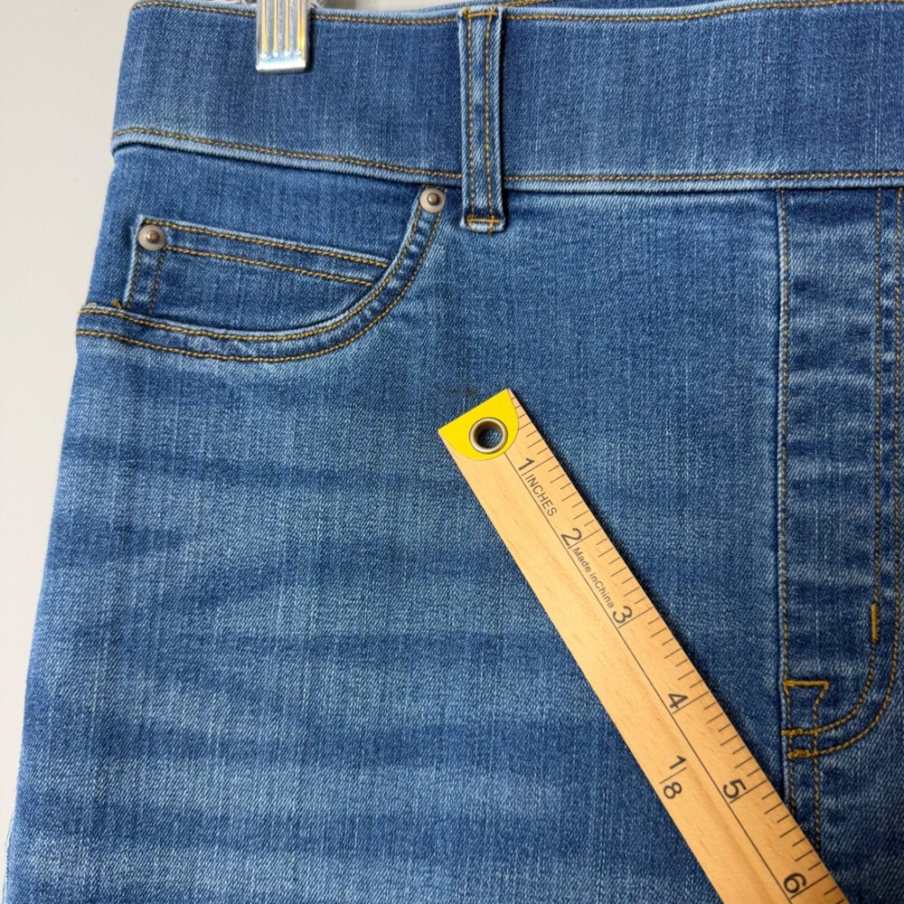 Spanx Everywear Flare Jeans Women Large Blue High Rise Pull On Stretch Slimming - Picture 7 of 12